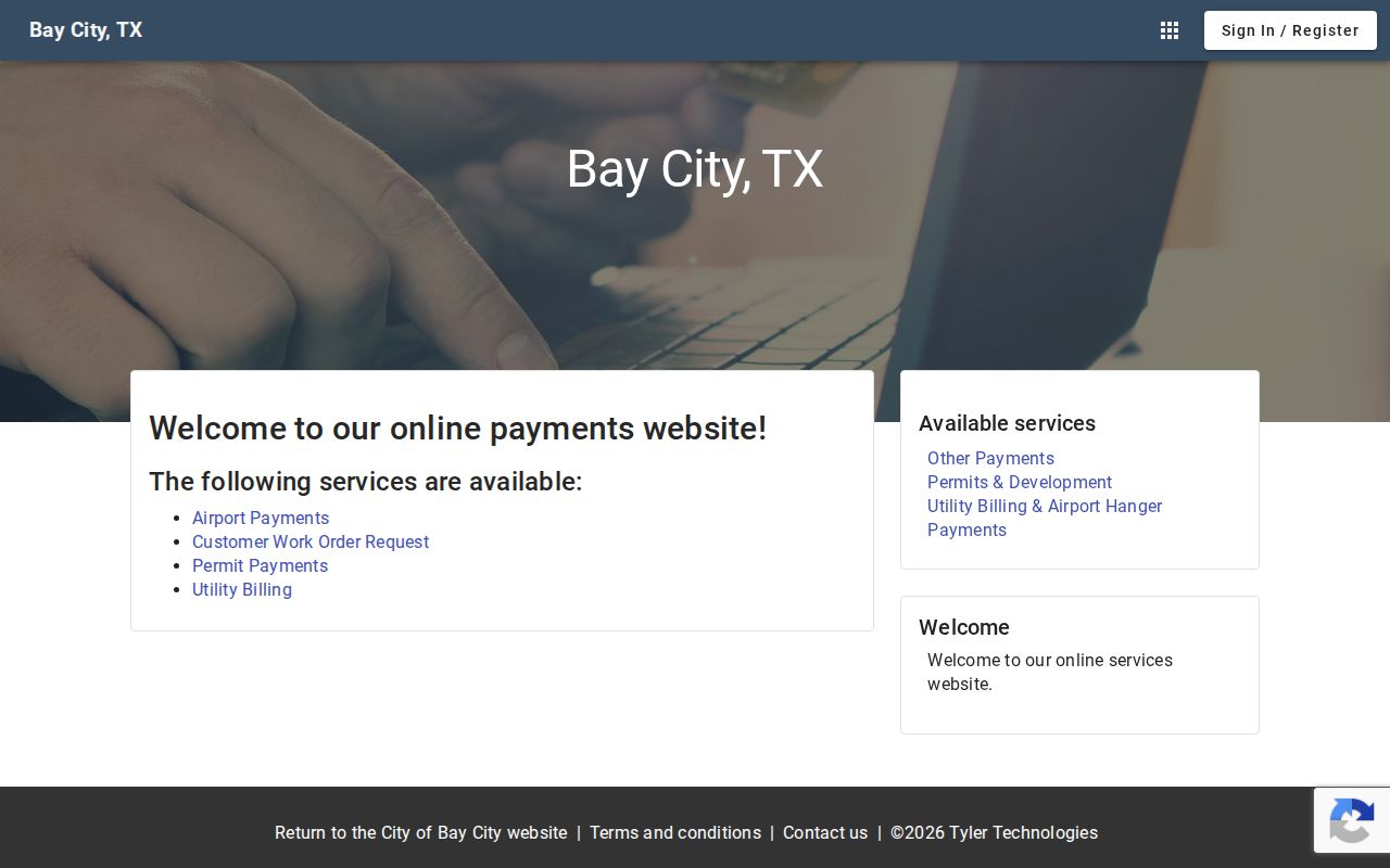 Bay City official online payment landing page